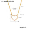Women's 316L Stainless Steel Heartshaped Zircon Doublelayer Clavicle Necklace Bracelet Suit Pvd Electroplated True Gold Color Preservation Light Luxury Style