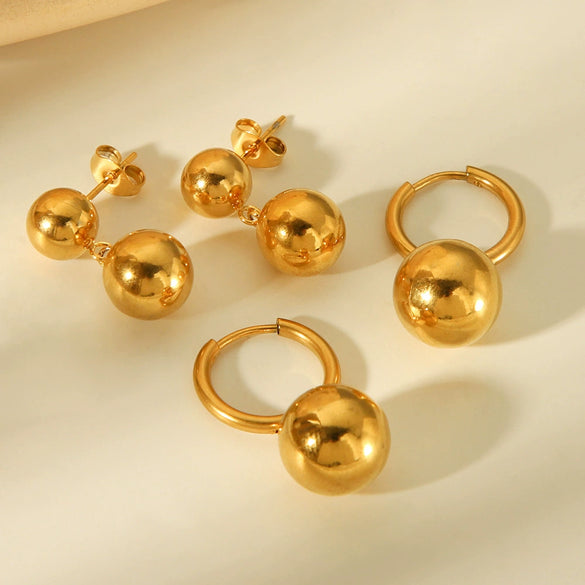 Women's Titanium Steel Hollow Ball Geometric Electroplated Earrings