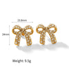 Women's Titanium Steel Inlaid Rhinestone Bow Earrings