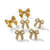 Women's Titanium Steel Inlaid Rhinestone Bow Earrings
