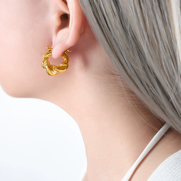 Women's Titanium Steel Irregular Geometric Electroplated Earrings