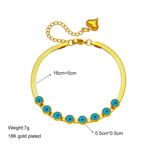 Women's Titanium Steel Jewelry Bracelet With Dripping Blue Eyes Shape And Electroplating Process