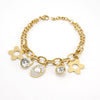 Women's 316L Stainless Steel Jewelry Fashion Allmatch Geometric Fourleaf Clover Electroplated Sticky Drill Bracelet With Pearl