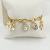 Women's 316L Stainless Steel Jewelry Fashion Allmatch Geometric Fourleaf Clover Electroplated Sticky Drill Bracelet With Pearl