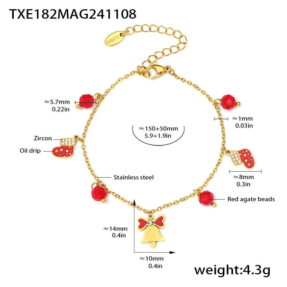 Women’s Titanium Steel Jewelry Set With Enamel Glaze Earrings Necklace And Bracelet Simple Electroplated Design