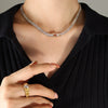 Women's Titanium Steel Jewelry Set With Geometric Design Electroplated Multicolor Necklace And Bracelet With Full Drill Chain