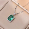 Women's Titanium Steel Jewelry Set With Geometric Pattern And Mixed Gem Inlaid Simple Light Luxury Style Electroplated