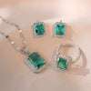 Women's Titanium Steel Jewelry Set With Geometric Pattern And Mixed Gem Inlaid Simple Light Luxury Style Electroplated