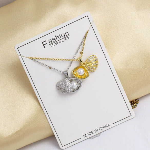 Women's Titanium Steel Jewelry With Animal Zodiac Pattern O Word Chain And Mixed Gemstone Pendant Electroplated