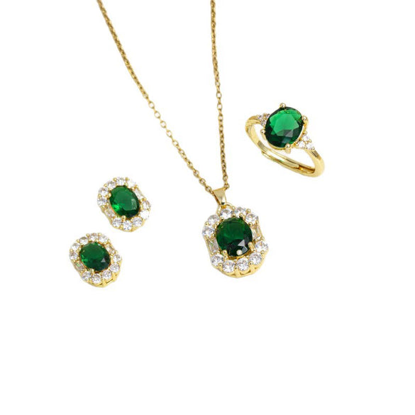 Women's Titanium Steel Jewelry With Geometric Mixed Gemstone Pendant And O Word Chain Light Luxury Style Electroplated