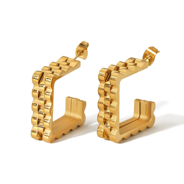 Women's Titanium Steel 18K Gold Electroplated Ushaped Geometric Earrings