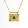 Women's Titanium Steel 18K Gold Inlaid Zircon Green Malachite Lava Square Devil's Eye Jewelry Electroplated