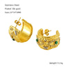 Women's Titanium Steel 18K Gold Inlaid Zircon Green Malachite Lava Square Devil's Eye Jewelry Electroplated