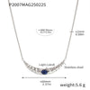 Women's Titanium Steel Lapis Lazuli Geometric Crescentshaped Electroplated Doublelayer Stacked Necklace And Imitation Pearl Earrings Combination