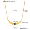 Women's Titanium Steel Lapis Lazuli Geometric Crescentshaped Electroplated Doublelayer Stacked Necklace And Imitation Pearl Earrings Combination