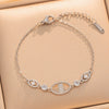 Women's Titanium Steel Letter Bracelet With Rhinestone Accents And 18K Gold Plated Brass Hardware