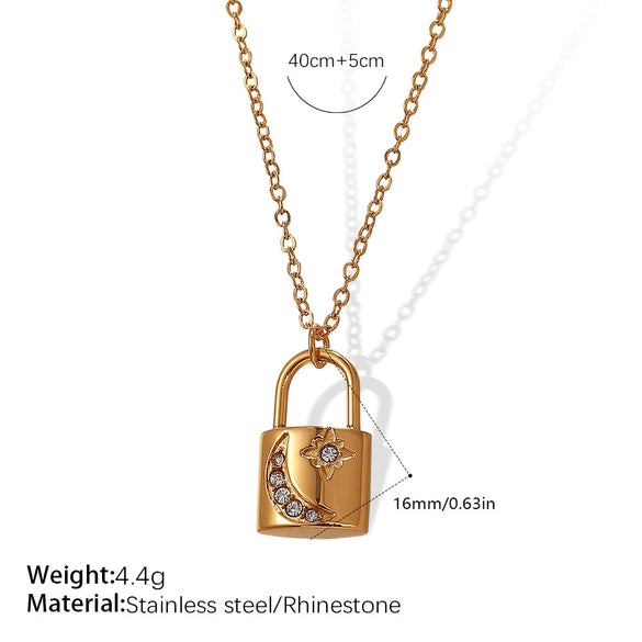 Women's 316L Stainless Steel Lock Necklace Light Luxury Fashion Electroplated