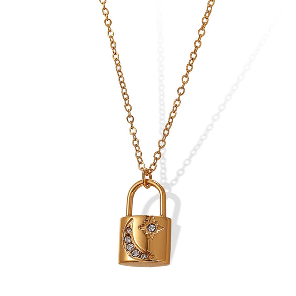 Women's 316L Stainless Steel Lock Necklace Light Luxury Fashion Electroplated