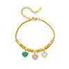 Women's Titanium Steel Love Pendant Beaded Bracelet With Threecolor Pattern And Electroplating Treatment