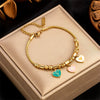 Women's Titanium Steel Love Pendant Beaded Bracelet With Threecolor Pattern And Electroplating Treatment