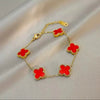Women's Titanium Steel Lucky Four Leaf Clover Inlay Bracelet Necklace Jewelry