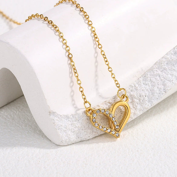 Women's Titanium Steel Lucky Four Leaf Clover Inlay Bracelet Necklace Jewelry