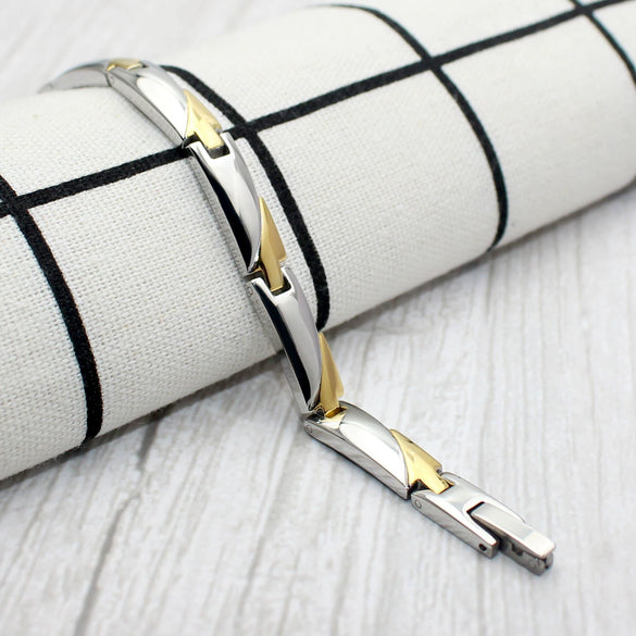 Women's Titanium Steel Magnetic Anion Bracelet With Geometric Pattern And Electroplating Design