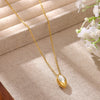 Women's Titanium Steel Marquise Diamond Geometric Pendant Necklace With Gold Plated Finish And Regular Chain