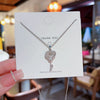 Women's Titanium Steel Micro Key Pendant Necklace With Geometric Design And Mixed Gem Inlay