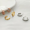 Women's Titanium Steel Minimalist Geometric Open Earrings With Letters Numbers Text And Polishing Treatment