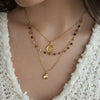 Women's Titanium Steel Natural Stone Beaded Multilayer Necklace With Geometric Design And Pvd Goldplated Stainless Steel Details