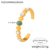 Women's Titanium Steel Natural Stone Open Bracelet Earrings Ring Set With Gold Plated And Geometric Design