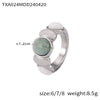 Women's Titanium Steel Natural Stone Open Bracelet Earrings Ring Set With Gold Plated And Geometric Design