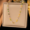 Women's Titanium Steel Necklace And Bracelet Jewelry Set With Colorful Zircon Geometric Design Electroplated Light Luxury Fashion Accessories