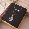 Women's Titanium Steel Necklace With Abalone Shellfish Noodles Star Moon Pendant Light Luxury Style Electroplated Copper Pendant Cross Chain