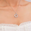 Women's Titanium Steel Necklace With Colorful Zircon Donut Pendant Copper Electroplating Geometric Pattern Light Luxury Style