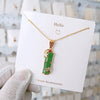 Women's Titanium Steel Necklace With Copper Bamboo Pendant Imitation Jade Geometric Minimalist 18K Gold Plated