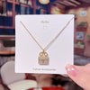 Women's Titanium Steel Necklace With Copper Vshaped Bag Pendant Real Gold Electroplated Inlaid With Diamond Featuring Letters Numbers Text Pattern