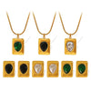 Women's 316L Stainless Steel Necklace With Electroplating Light Luxury Elegant Emerald Retro Design