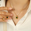 Women's 316L Stainless Steel Necklace With Electroplating Light Luxury Elegant Emerald Retro Design