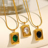 Women's 316L Stainless Steel Necklace With Electroplating Light Luxury Elegant Emerald Retro Design