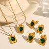 Women's 316L Stainless Steel Necklace With Electroplating Light Luxury Elegant Emerald Retro Design