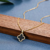 Women's Titanium Steel Necklace With 18K Rose Gold Diamondencrusted Fourleaf Clover Pendant And Black Shell Clavicle Chain Leaves Pattern Light Luxury Style