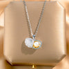 Women's Titanium Steel Necklace With Mixed Gem Inlay And Geometric Design