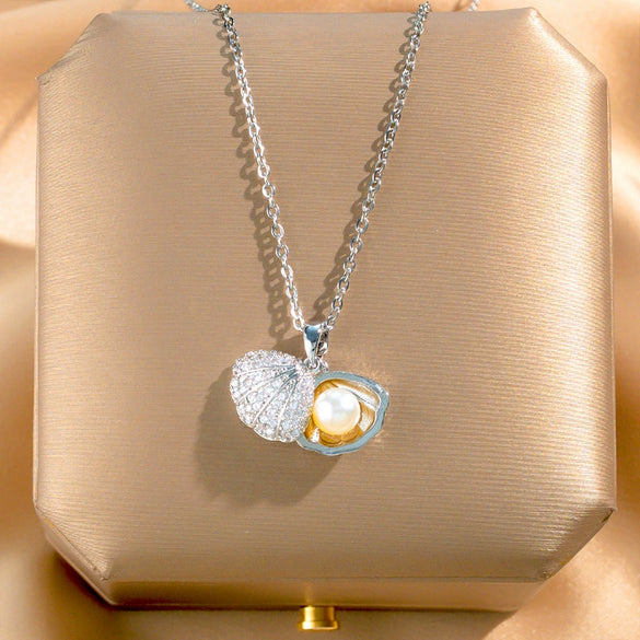 Women's Titanium Steel Necklace With Mixed Gem Inlay And Geometric Design