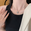 Women's Titanium Steel Necklace With Mixed Gem Inlay And Geometric Design