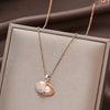 Women's Titanium Steel Necklace With Mixed Gem Inlay And Geometric Design