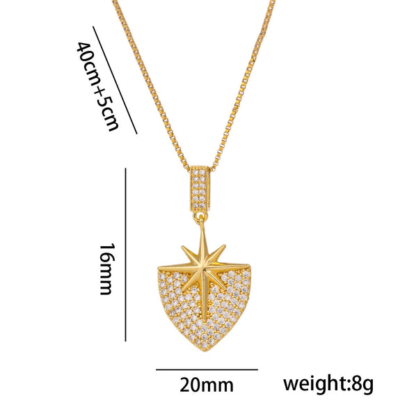 Women's Titanium Steel Necklace With Shield Love Design And Diamond Treatment Box Chain Style