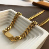 Women's Titanium Steel Nonfading Cuban Chain Necklace With Geometric Design And Hiphop Style