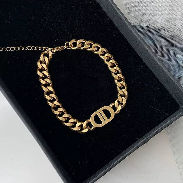 Women's Titanium Steel Nonfading Cuban Chain Necklace With Geometric Design And Hiphop Style